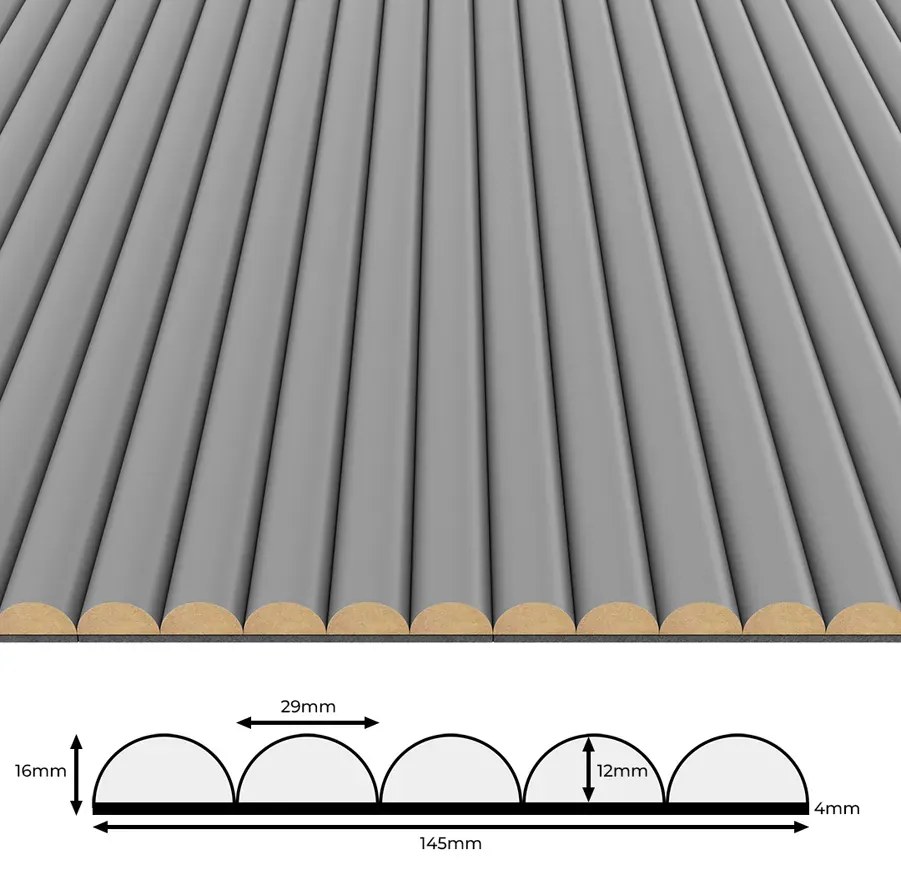 Szary ryflowany panel ścienny L3-W37
