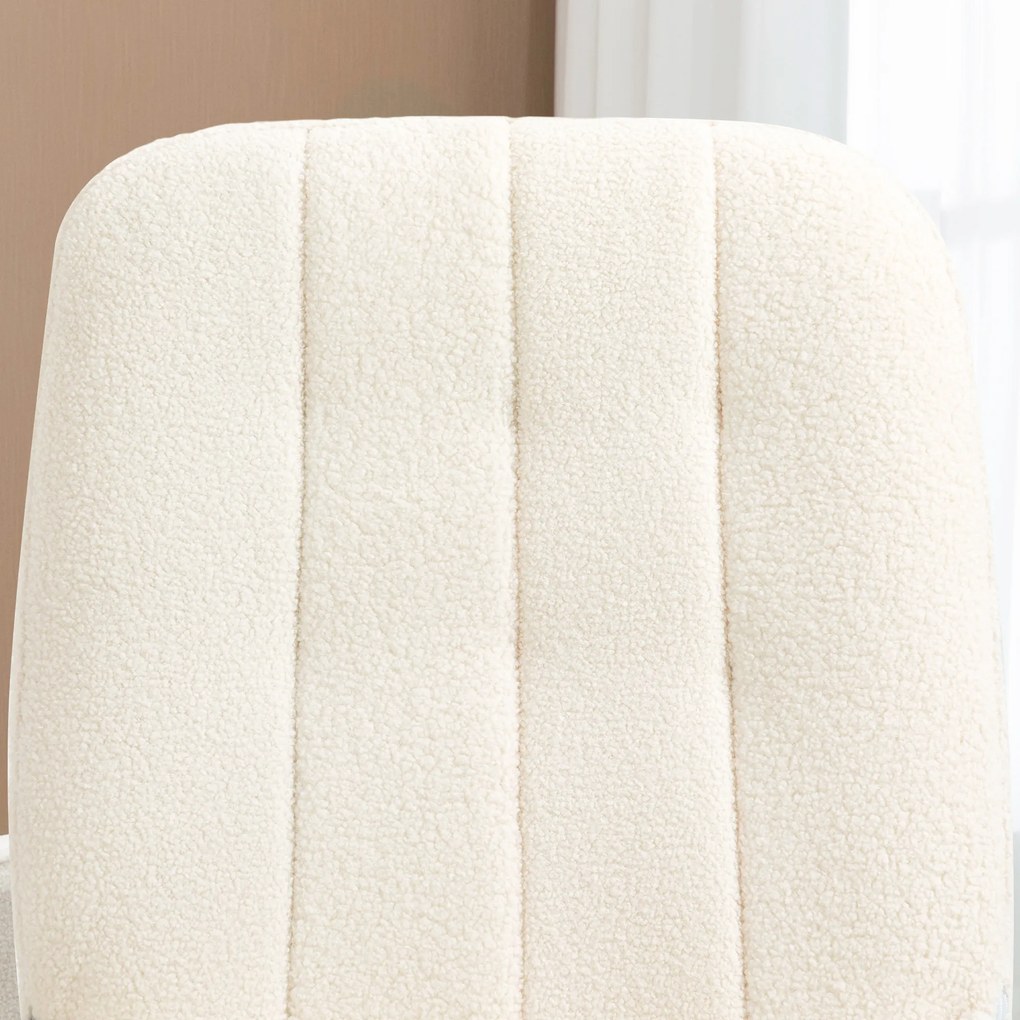 HOMCOM Fotel Bujany z Sherpa-Vlies Naturalny i Kremowy Wygodny Fotel do Relaksu 63x95x97cm | Aosom PL