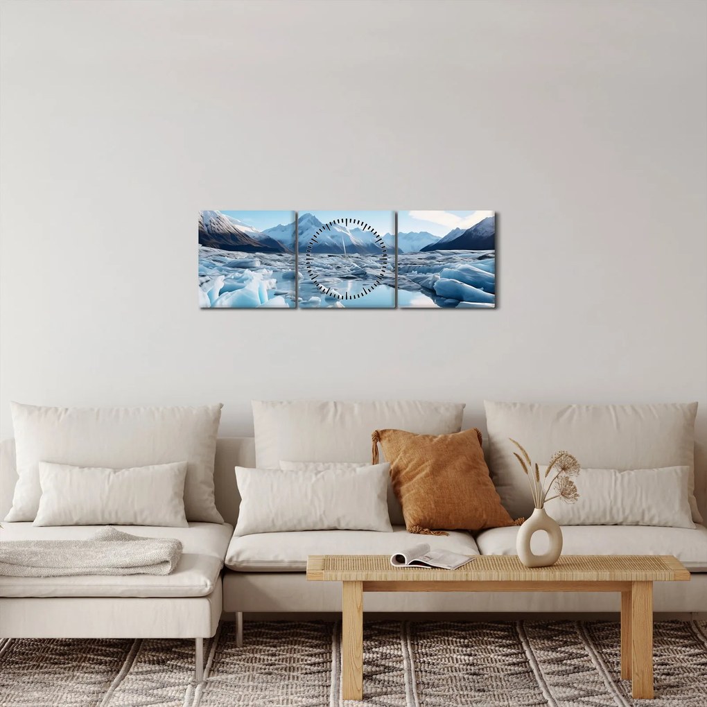 Obraz - Formacje lodowcowe (z zegarem) (90x30 cm)