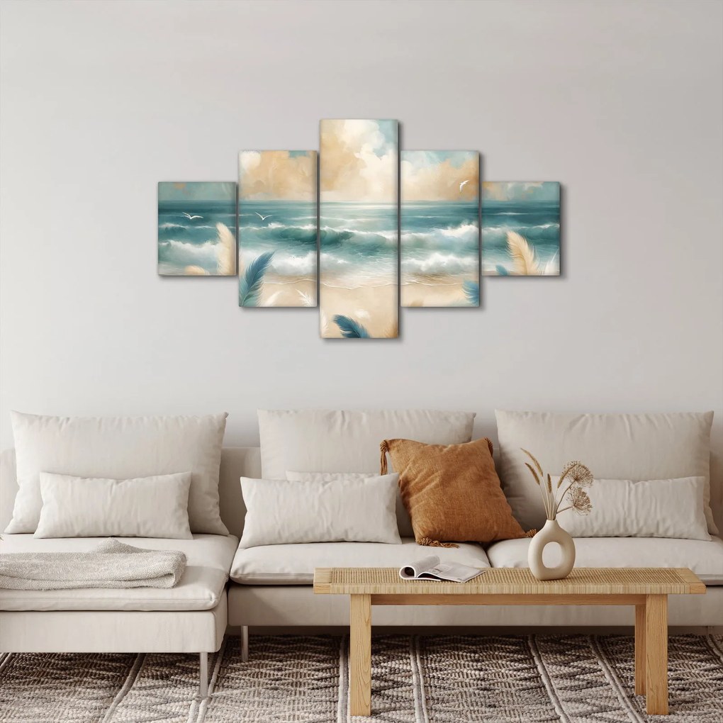 Obraz – Malowana plaża w delikatnych kolorach (125x70 cm)