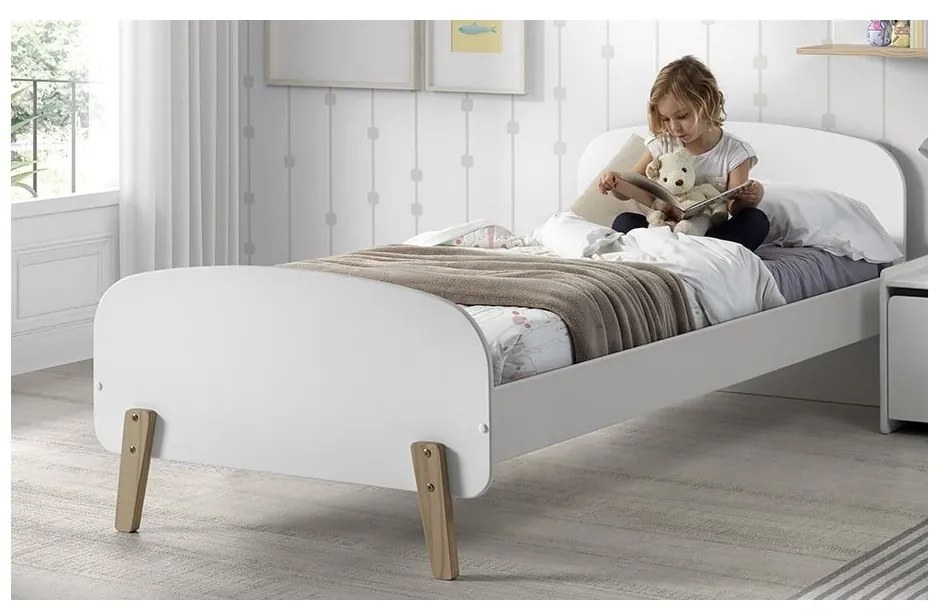 Białe łóżko dziecięce Vipack Kiddy, 90 x 200 cm