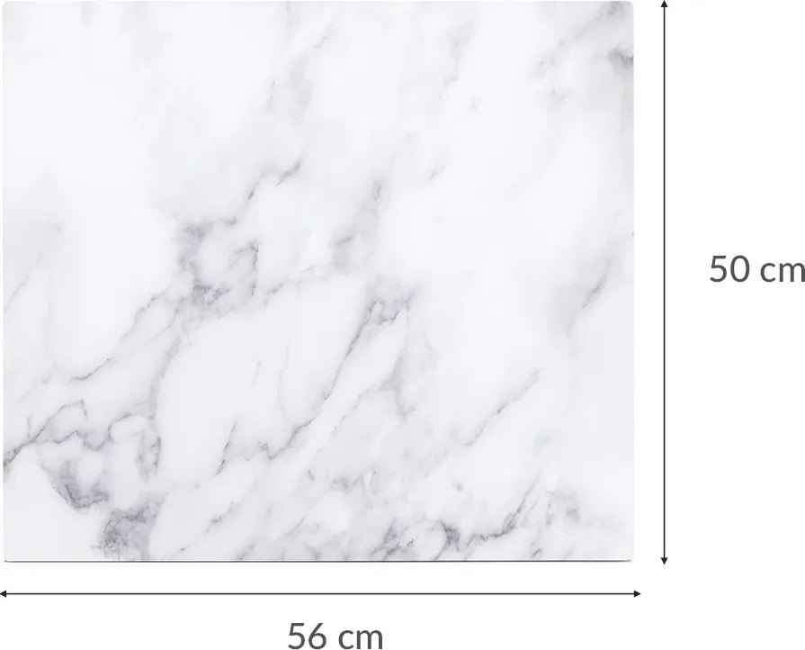 Szklana płyta ochronna MARBLE WHITE na kuchenkę – duża, ZELLER