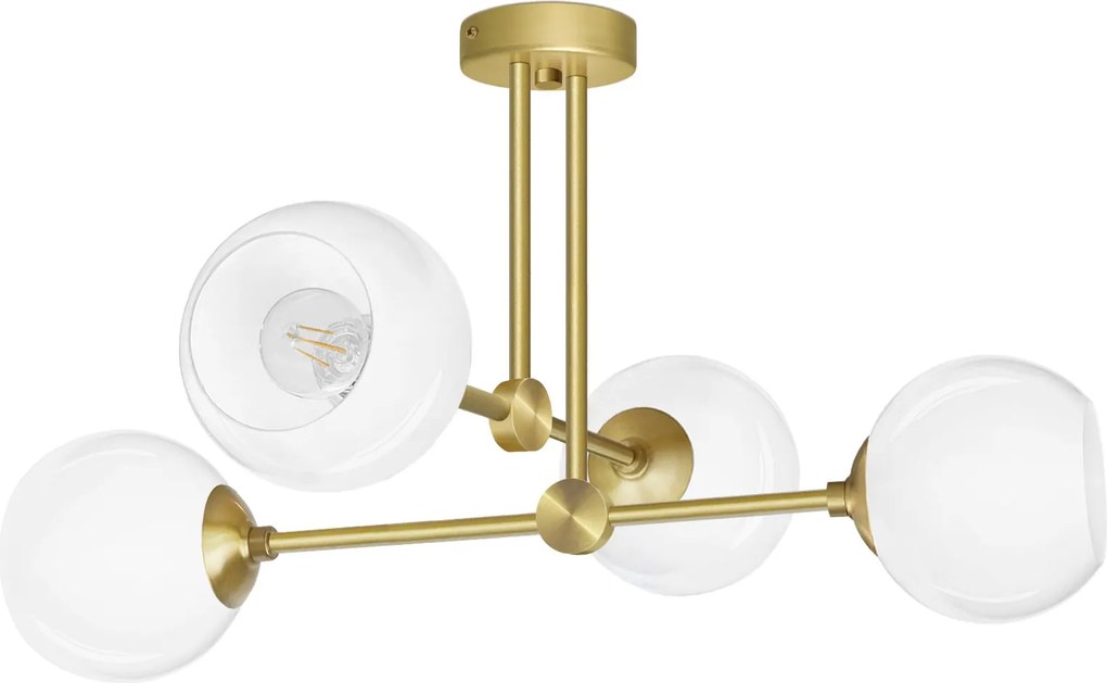 Złota lampa wisząca 4 punktowa z mosiądzu G-S4S