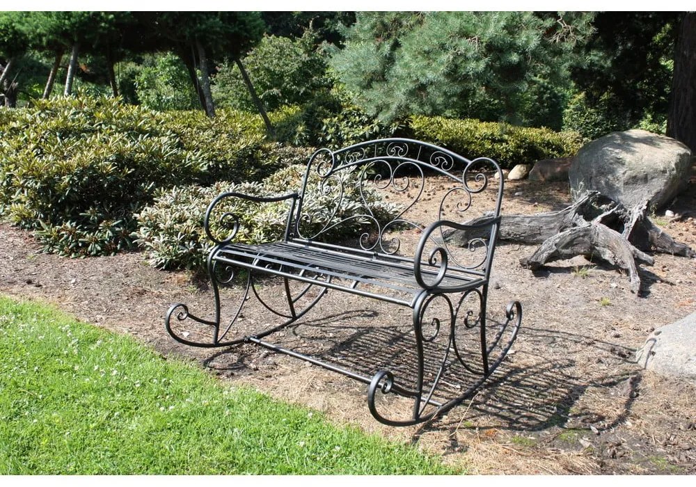 Czarna metalowa ławka ogrodowa Dares – Garden Pleasure