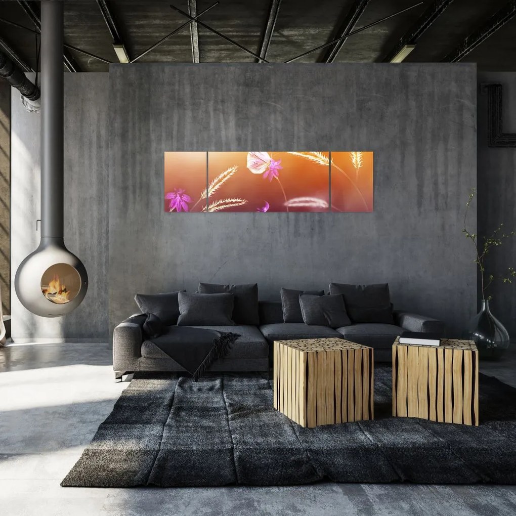 Obraz - Różowy motyl (170x50 cm)