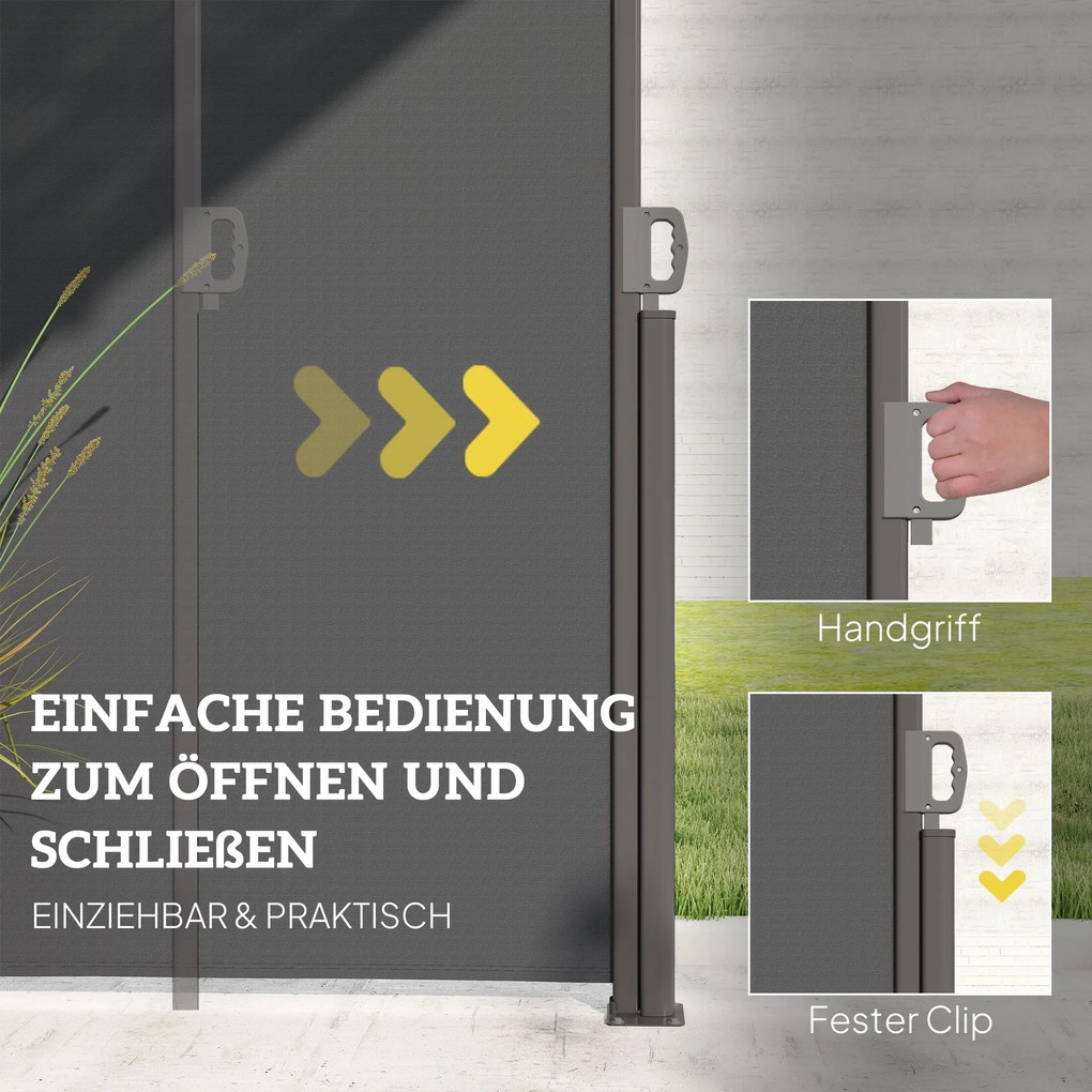 Outsunny Rozsuwana Markiza Boczna na Balkon i Taras 300x180cm Ciemnoszara