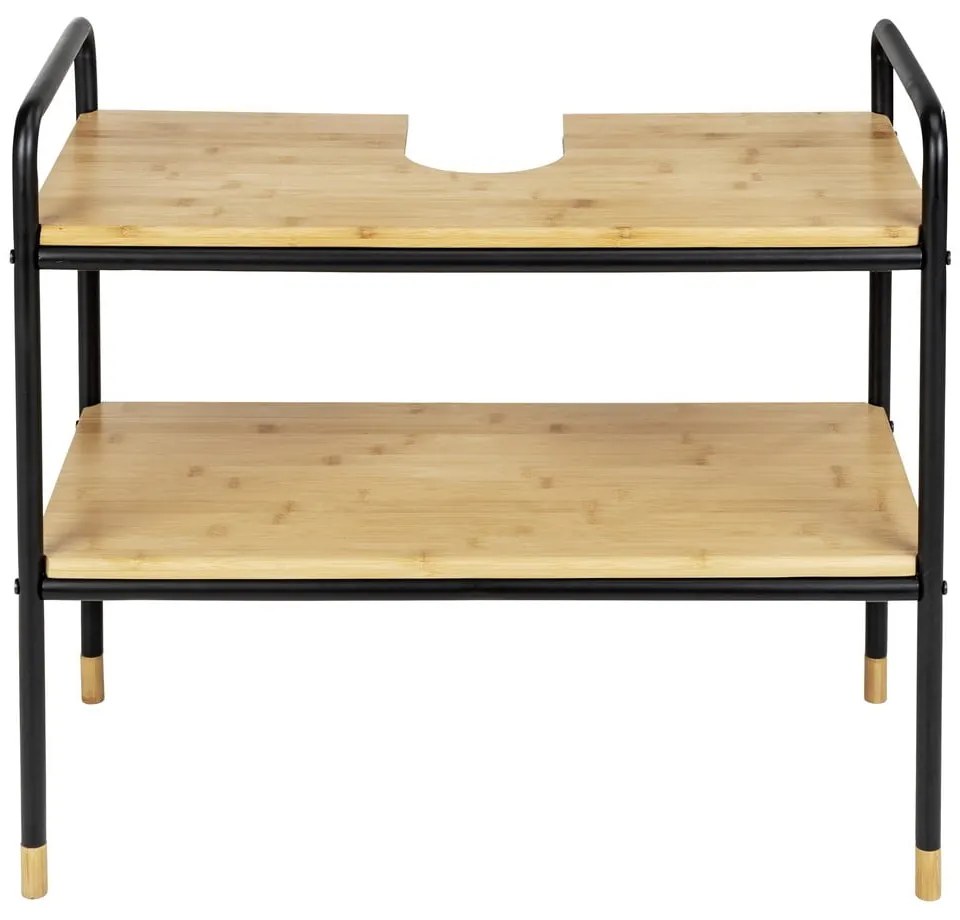 Czarno-naturalna bambusowa szafka pod umywalkę 70x60 cm Loft – Wenko