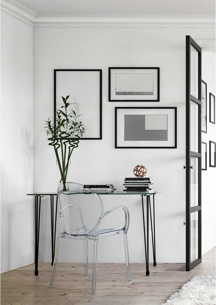 Biurko ze szklanym blatem 60x120 cm Rondo – Bizzotto