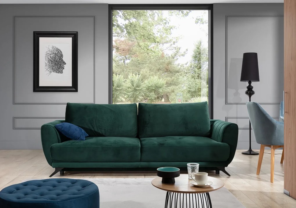 Sofa rozkładana z funkcją spania MEGIS VELVET granatowa ELTAP