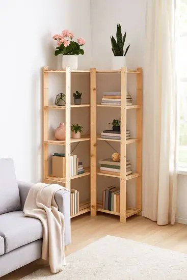 Drewniany regał narożny do spiżarni L9-E61