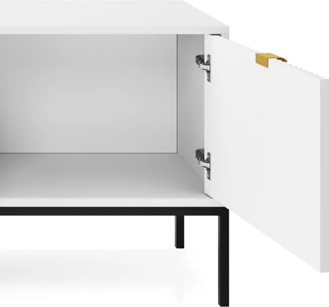 NAYA Szafka RTV 154 biała | czarny stelaż