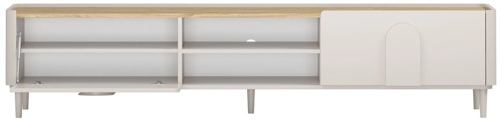 Szafka RTV Amilio 220 cm z szufladą na nóżkach - kaszmir / dąb olejowany / uchwyty kaszmir