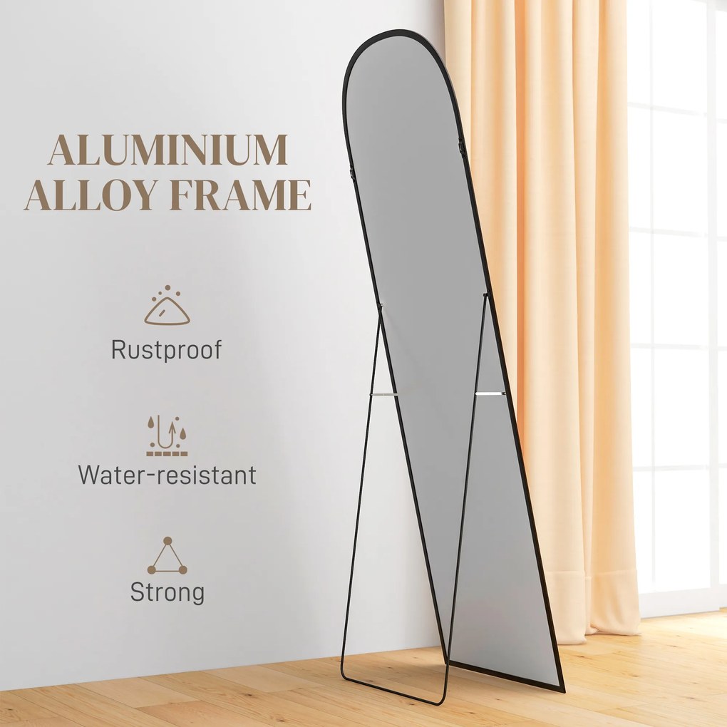 HOMCOM Duże lustro stojące całociałowe nowoczesny design czarna rama 50x1615 cm | Aosom PL