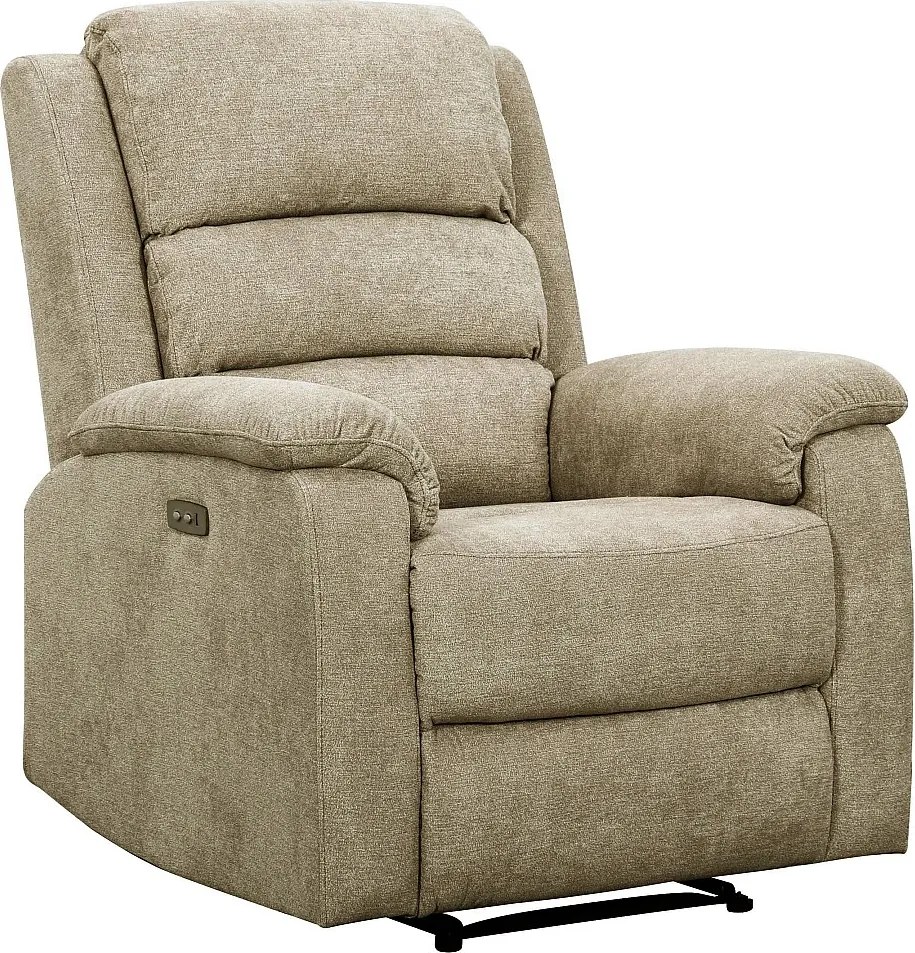 Fotel z elektryczną funkcją relax z tkaniny taupe NEVERS