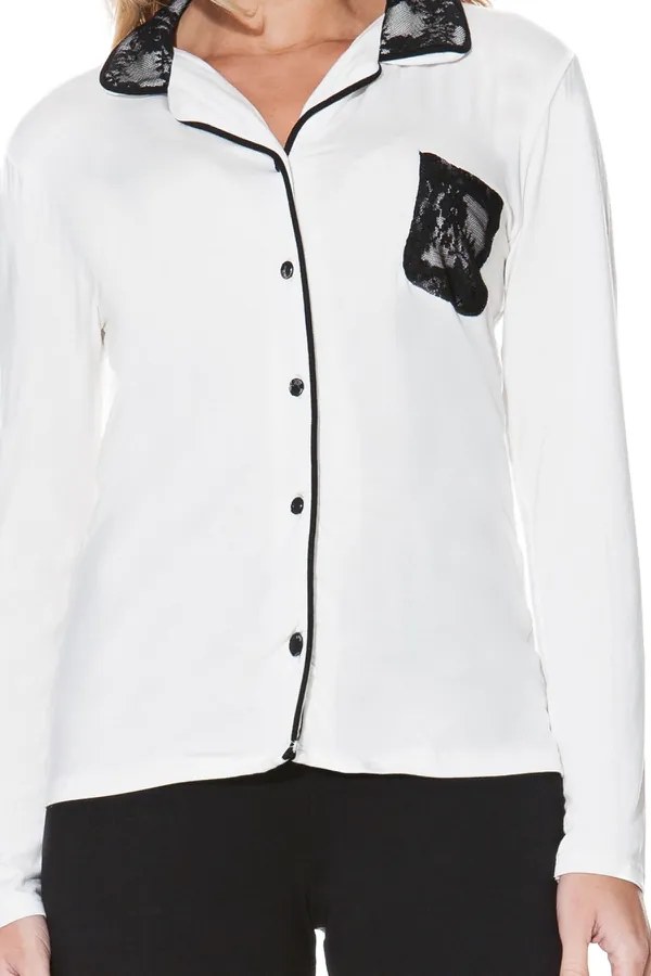 Damska bambusowa piżama CLAUDIA L Kremowy / Jagodowy