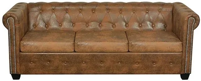 3-osobowa brązowa sofa w stylu Chesterfield - Xavier 3Q