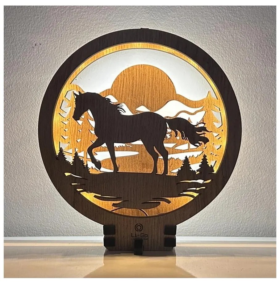 Li-Go 23598/DUB2 - Ściemnialna dekoracja stołowa LED/12W/230V 20x22 cm dąb