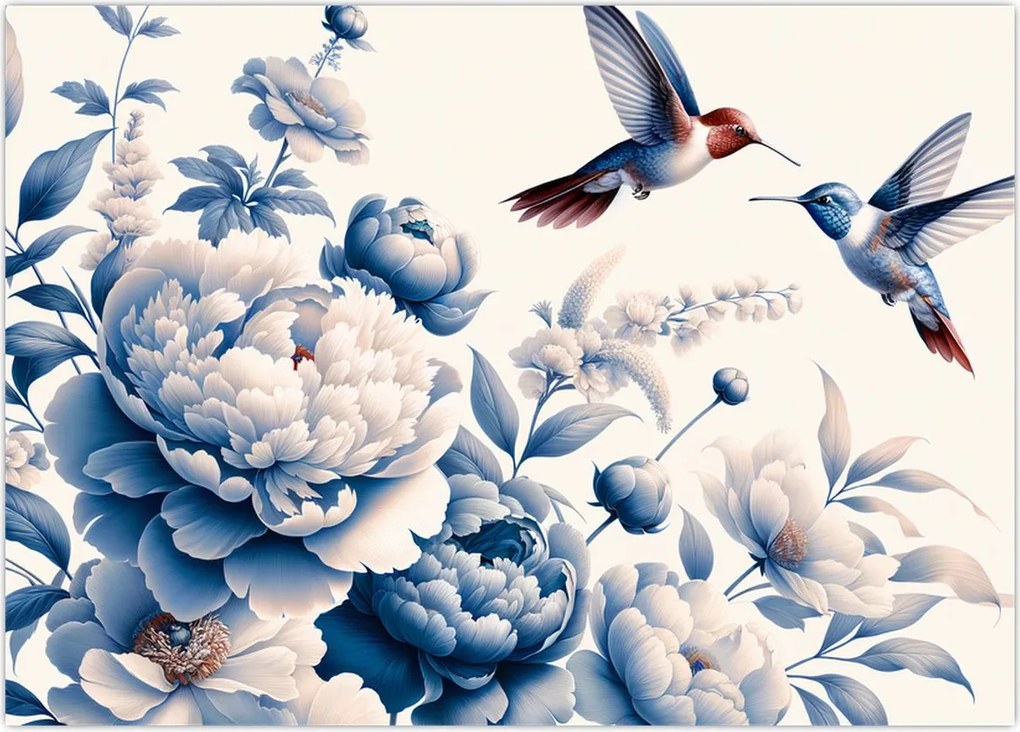 Obraz - Kolibry nad kwiatem (70x50 cm)