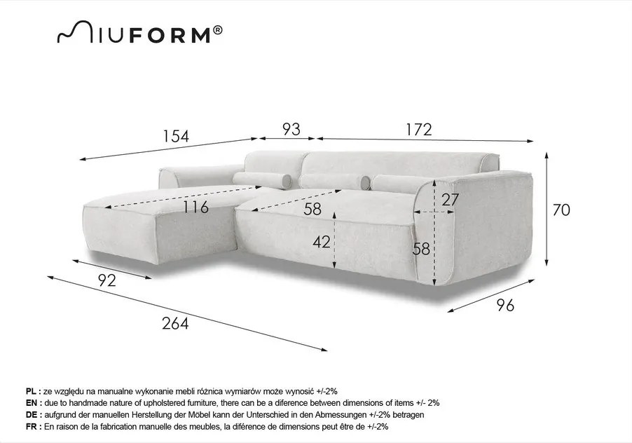Beżowy narożnik (lewostronny) Flex Felix – Miuform