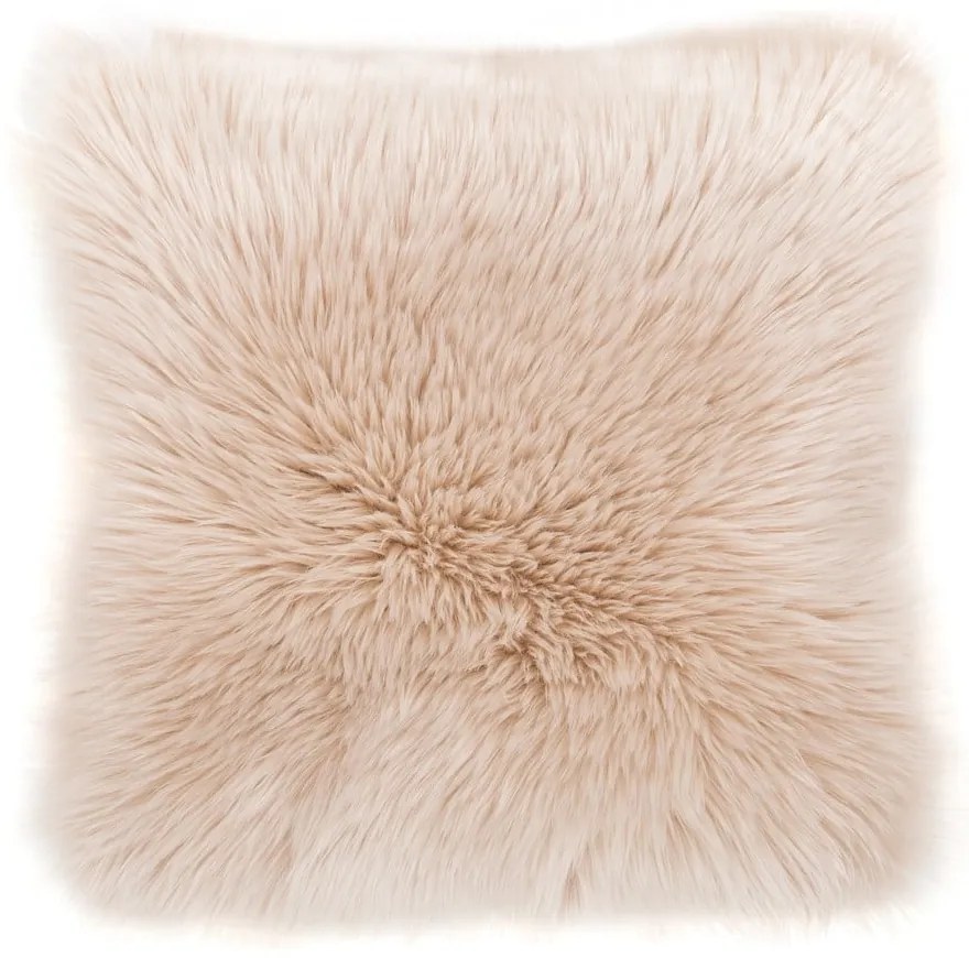 Beżowa poduszka Tiseco Home Studio Sheepskin, 45x45 cm