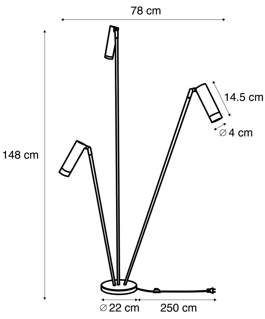 Nowoczesna lampa podłogowa beżowa 3-punktowa GU10 35mm - Thomas Nowoczesny Oswietlenie wewnetrzne