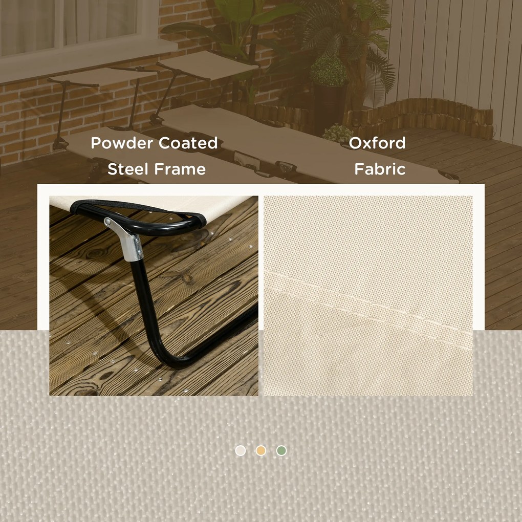 Outsunny Zestaw 2 leżaków składanych z daszkiem przeciwsłonecznym, 5-stopniowa regulacja oparcia, brązowe | Aosom PL