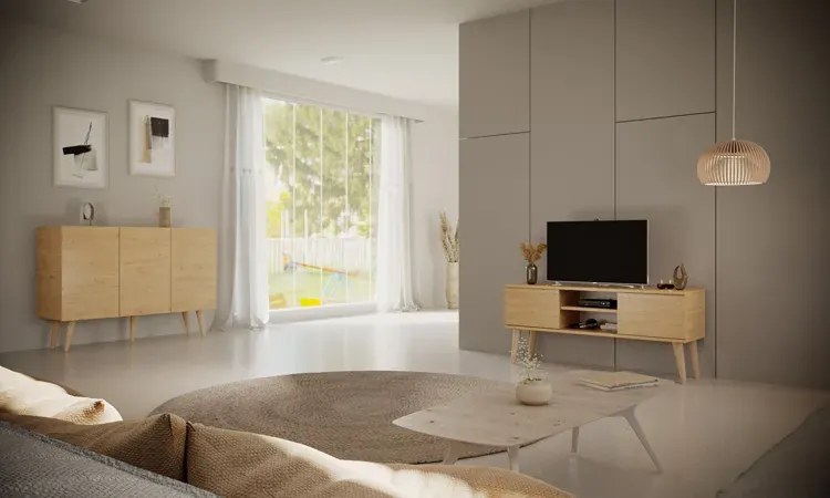 Skandynawska szafka RTV na nóżkach dąb artisan A6-K42