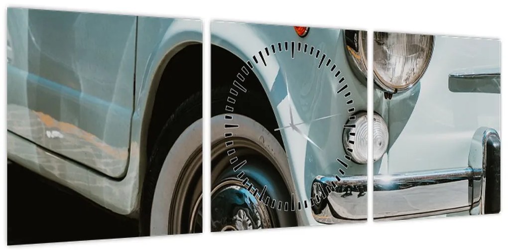 Obraz - Fiat retro samochód (z zegarem) (90x30 cm)