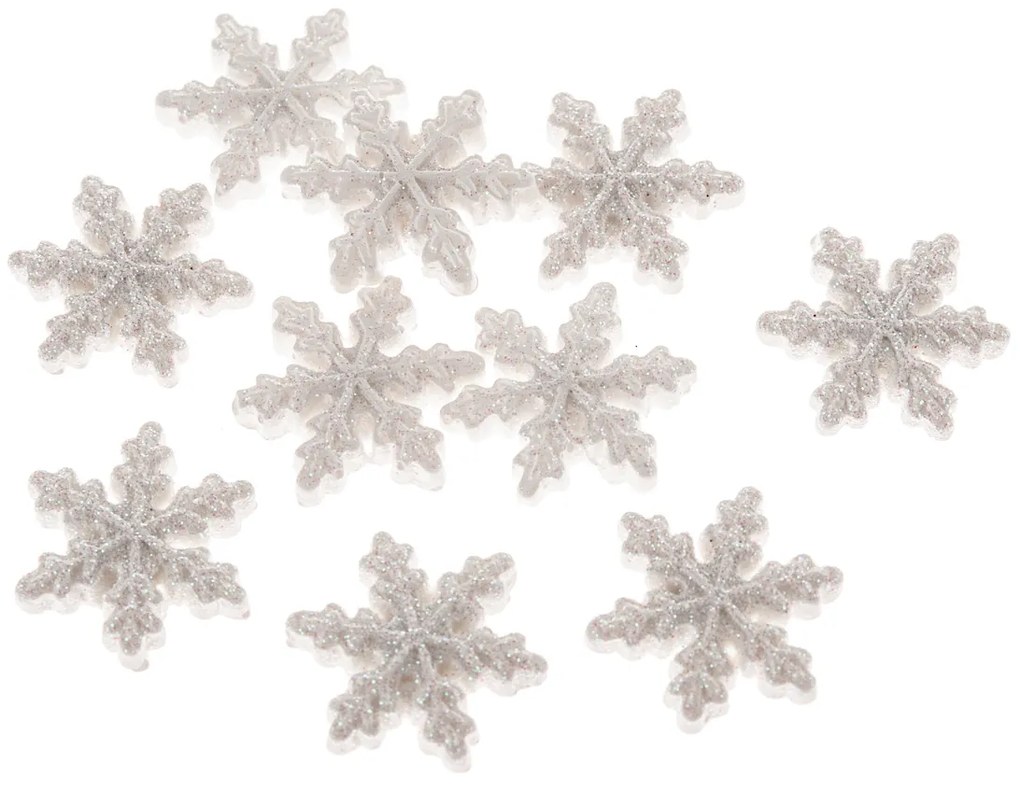 Zestaw ozdób świątecznych Śnieżynka, 12 szt., polyresin