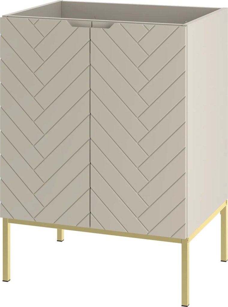 Szafka pod umywalkę wpuszczaną Aspen 09, cashmere/złoty, 60 cm