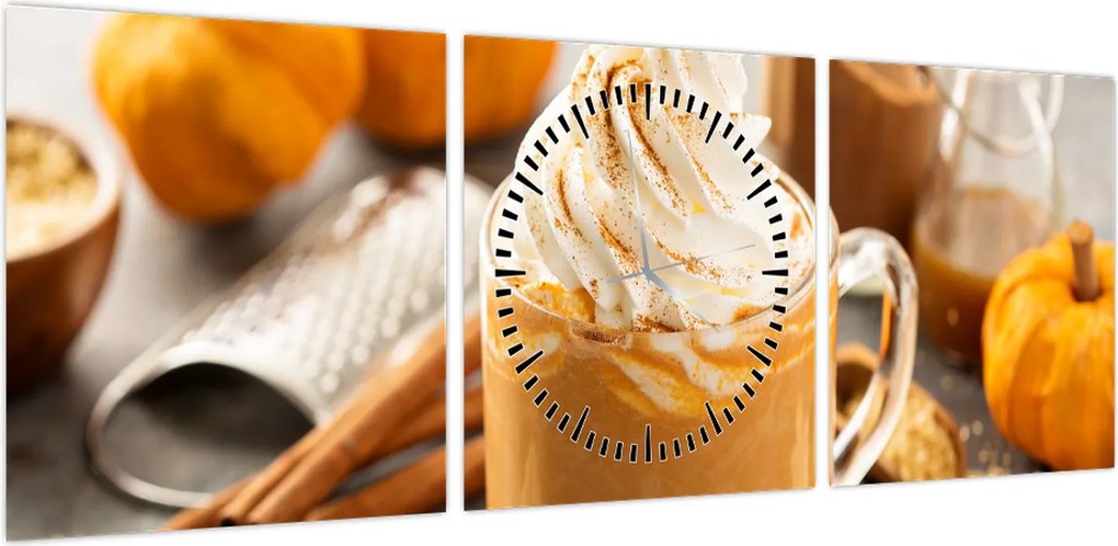 Obraz - Dyniowa latte (z zegarem) (90x30 cm)