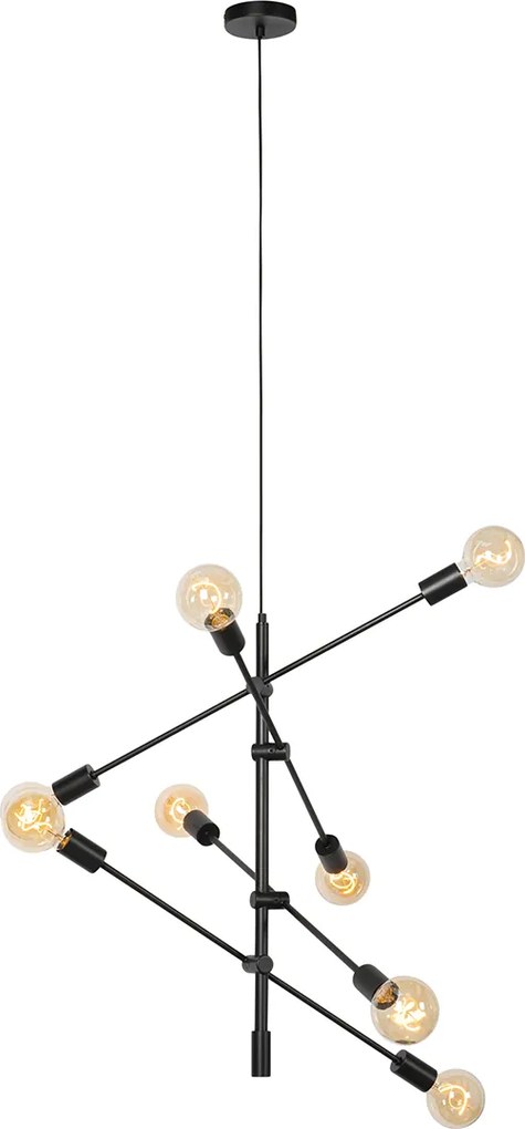 Industrialna lampa wisząca czarna 8-świateł - Sydney