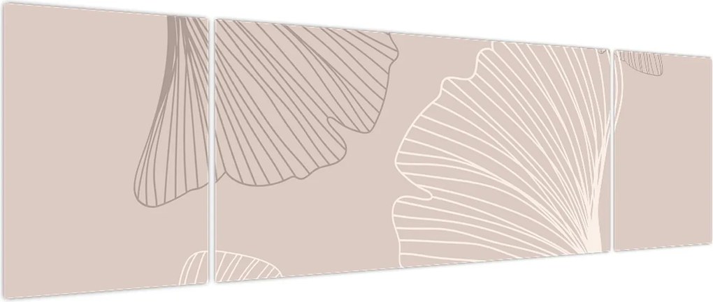 Obraz - Beżowe liście N⁰6 (170x50 cm)