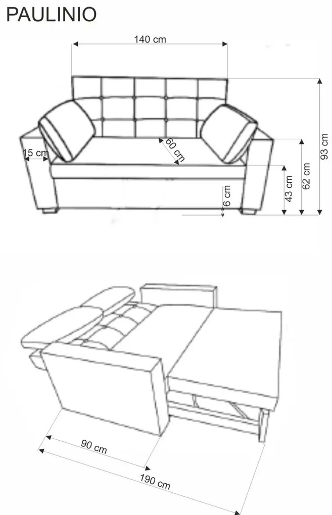 Sofa rozkładana z funkcją spania PAULINIO beżowa HALMAR