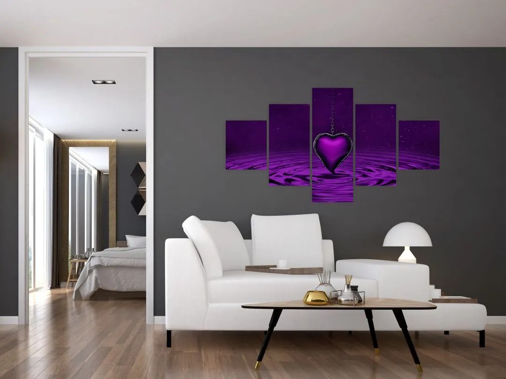 Obraz fioletowego serca (125x70 cm)