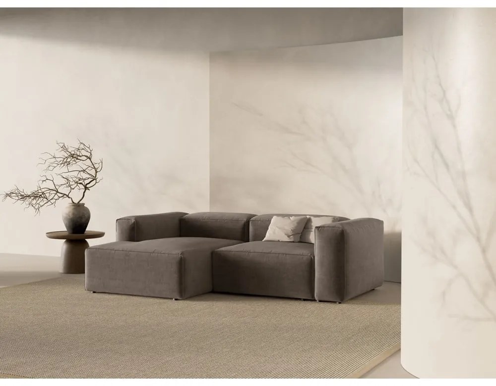 Brązowy narożnik (lewostronny/z szezlongiem) Bergamo – Cosmopolitan Design