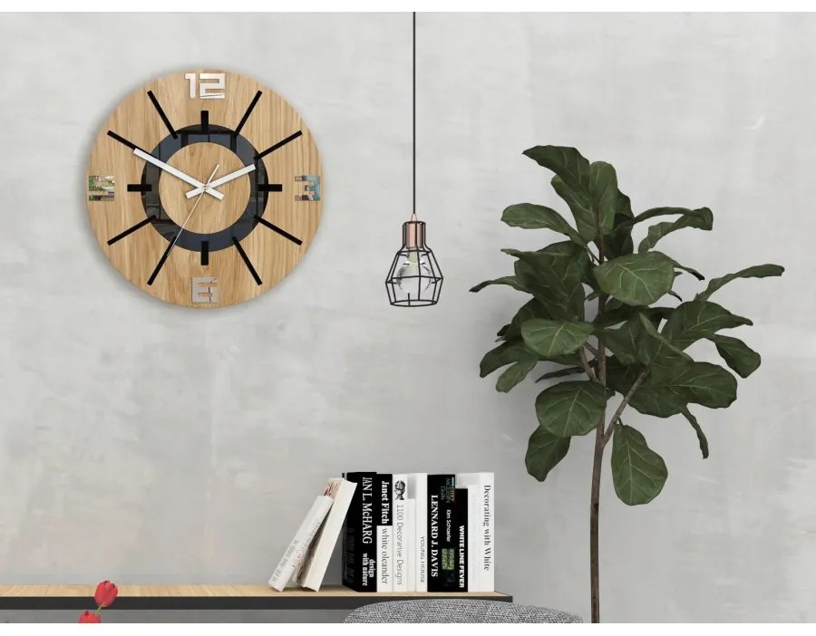 Zegar na ścianę nowoczesny drewniany z cichym mechanizmem okrągły solidny