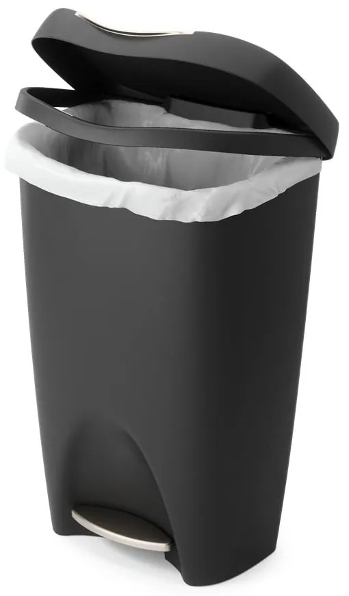 Czarny plastikowy kosz na śmieci z pedałem 50 l Brim – Umbra