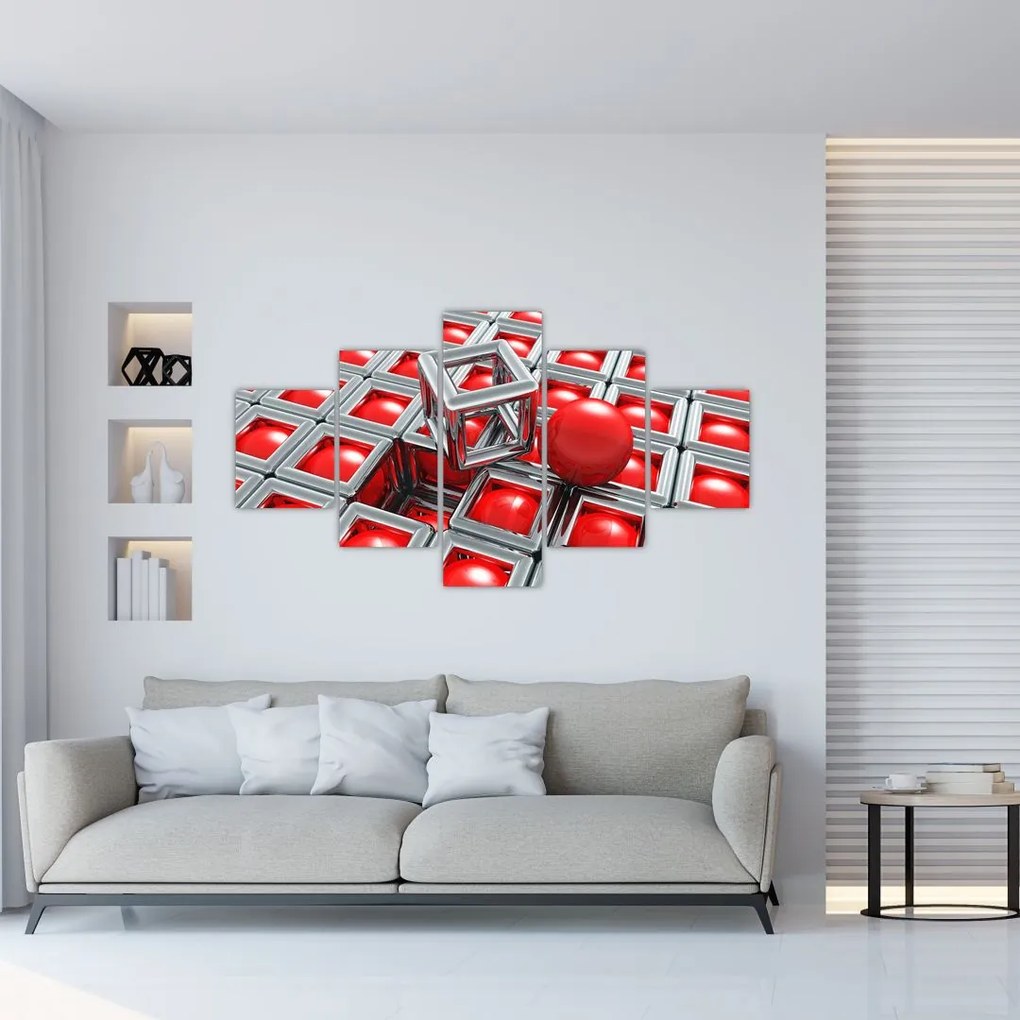Obraz - 3D metaliczna abstrakcja (125x70 cm)