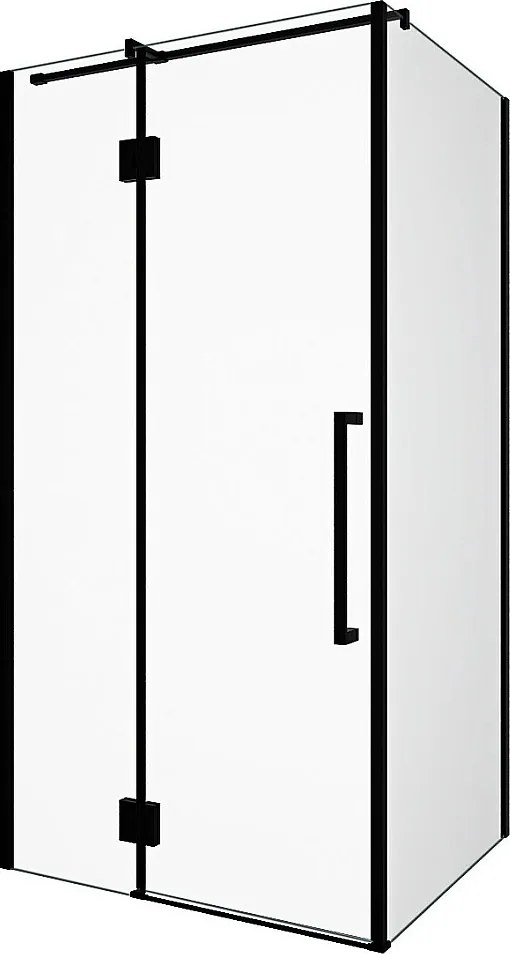 Parawan prysznicowy stały z drzwiami obrotowymi w kolorze czarnym matowym w stylu industrialnym - 80 x 100 x 190 cm - CAPARICA