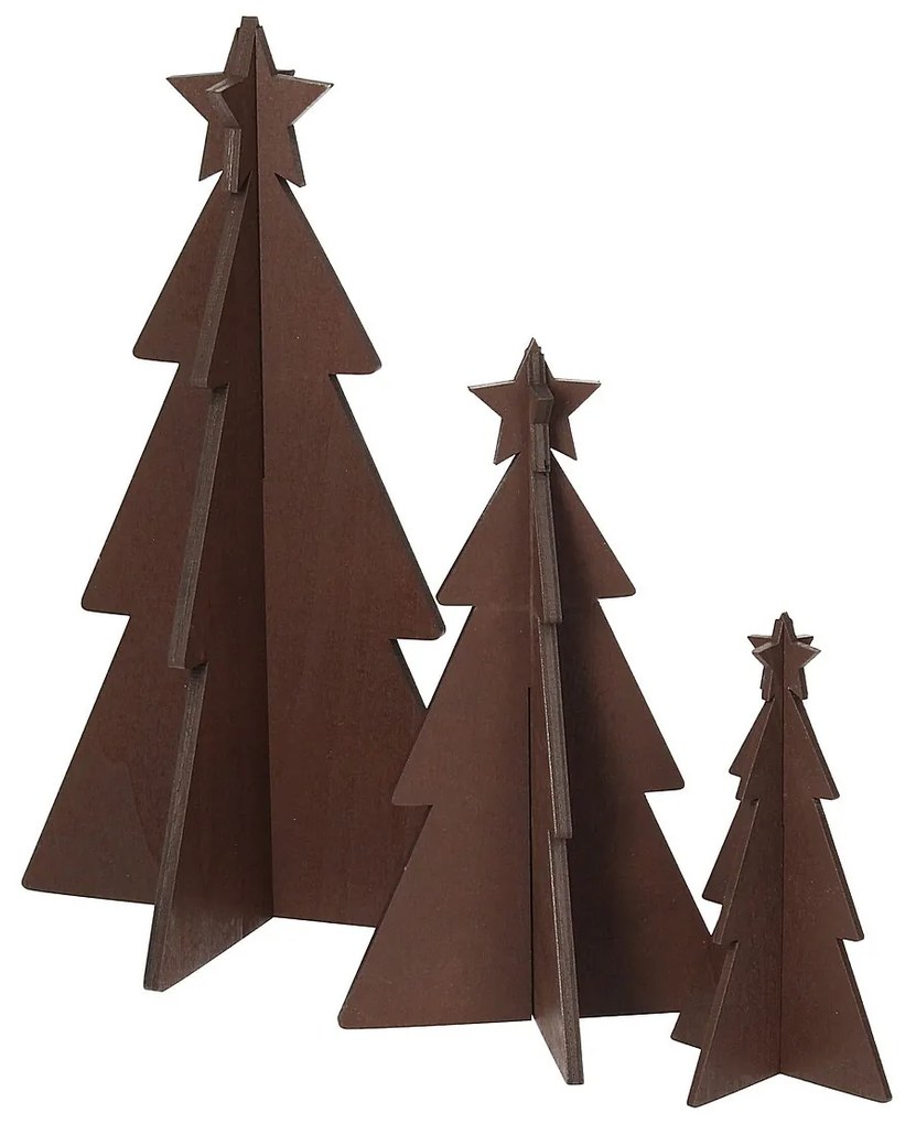 Dekoracja Rustic Trees 3 szt. brown