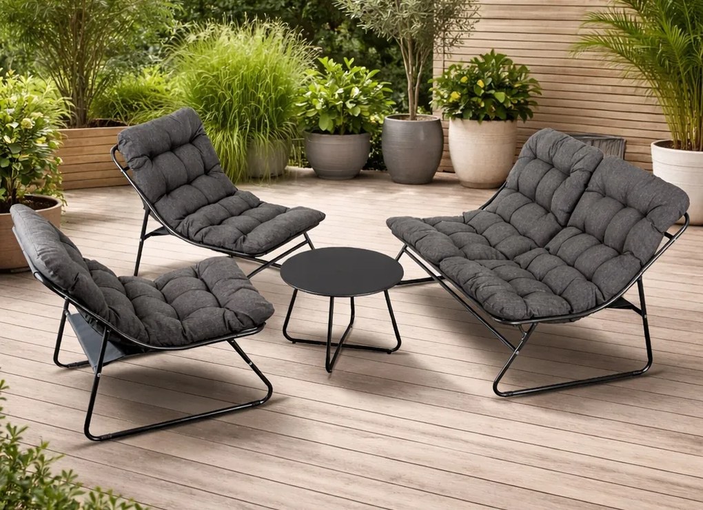 Zestaw mebli ogrodowych dla 4 osób Nivo 058 - sofa, fotele, stolik, kolor szary