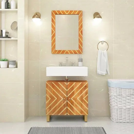 Brązowe lustro w ramie w stylu retro H9-Z27