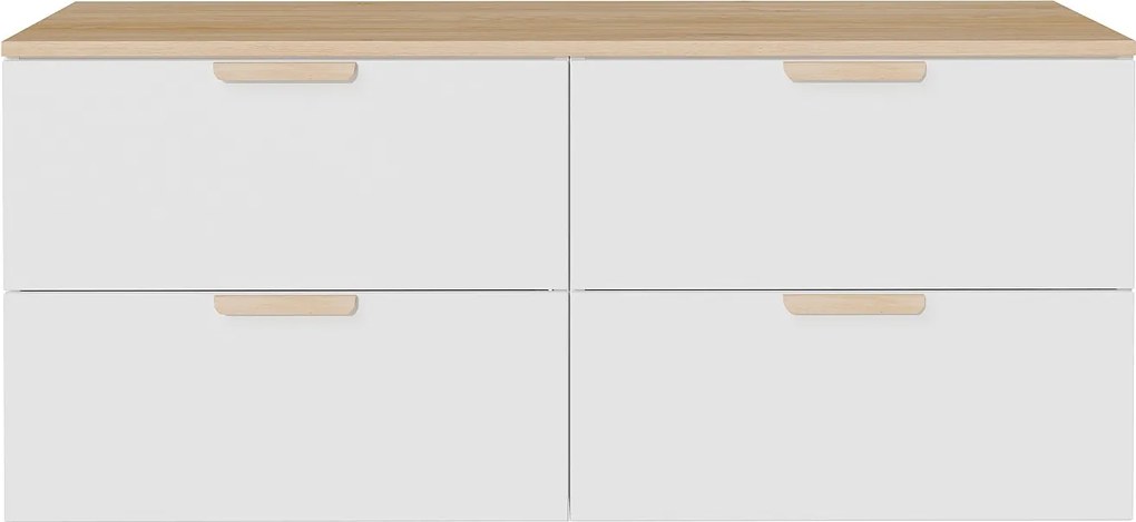 Wisząca szafka pod umywalkę z blatem - Biały - szer. 120 cm AVORELI