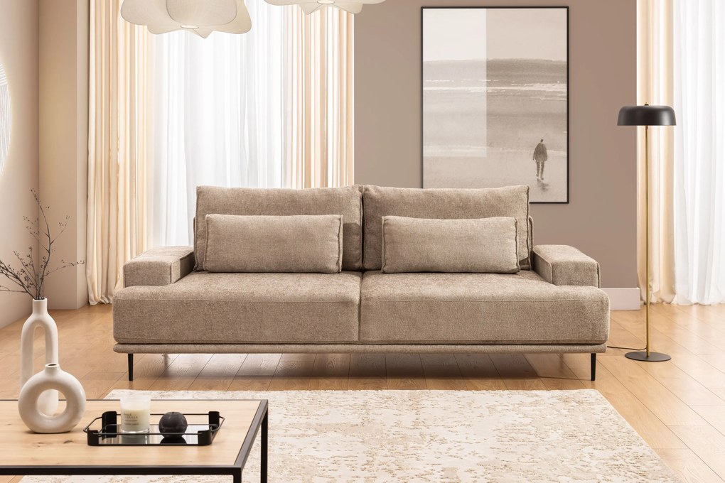 Kanapa rozkładana Nicole - beżowa plecionka Magni 206.03