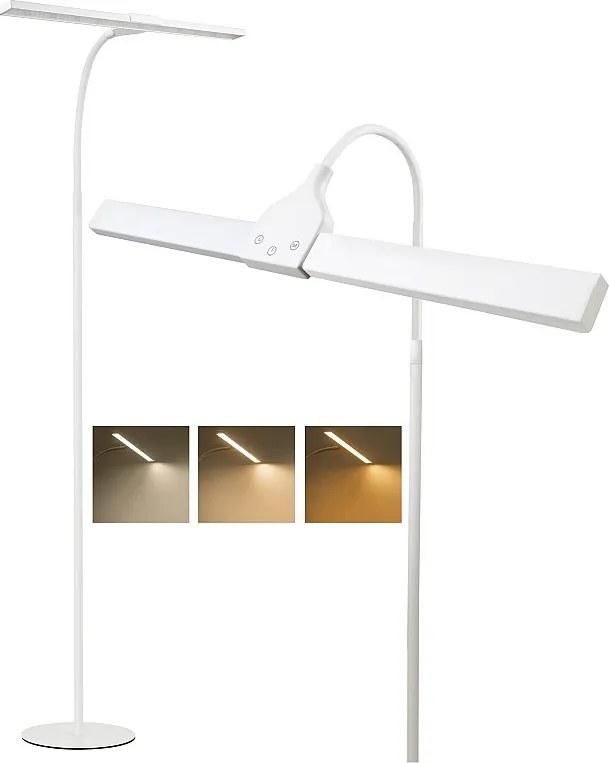 NETTLIFE Lampa podłogowa LED do salonu, ściemnialna 156 cm Nowoczesna lampa do czytania 10 W z dotykowym sterowaniem i timerem regulowana lampa nocna z gęsią szyją