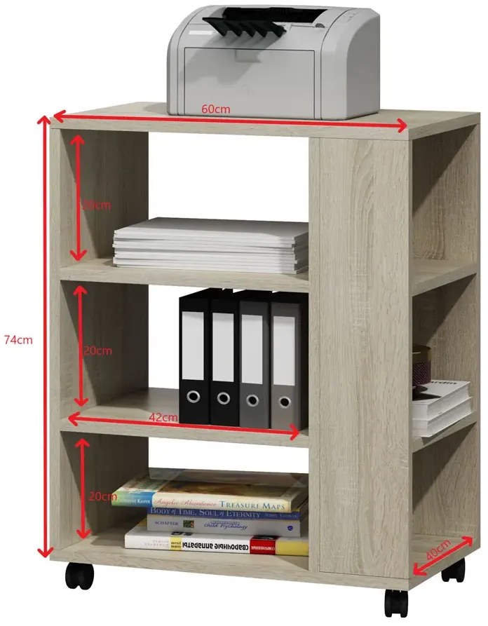 Półka na drukarkę na kółkach dąb sonoma H9-E27