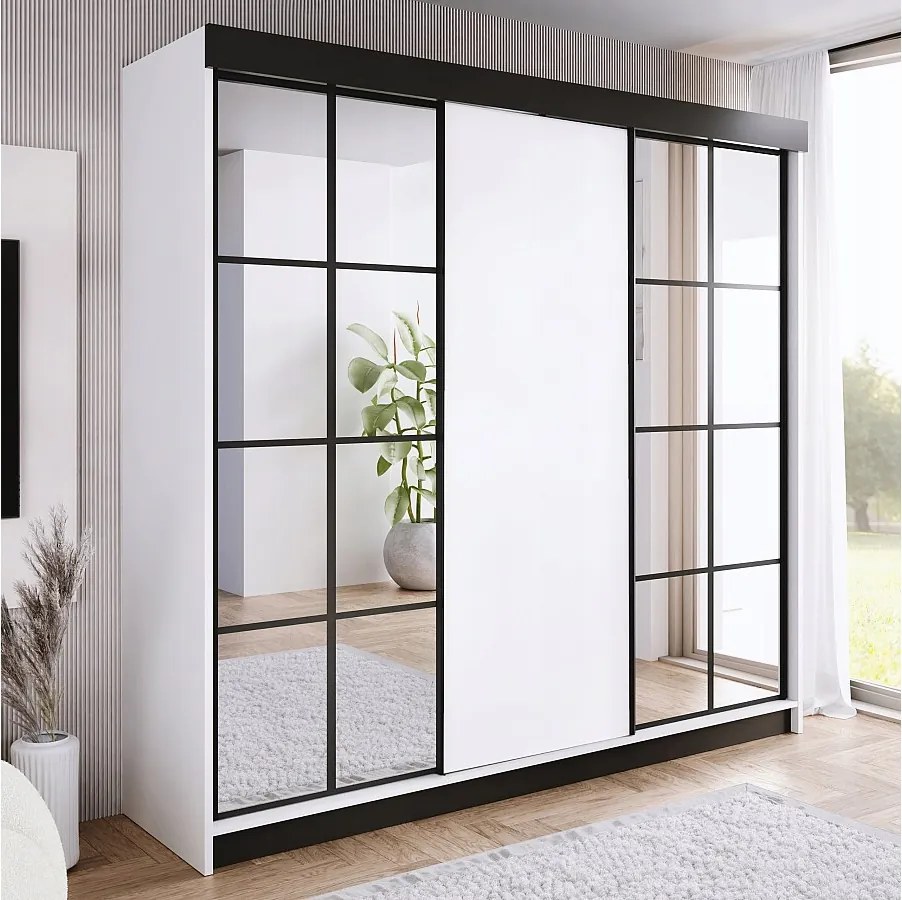 Szafa przesuwna z lustrem BARI 2 biała 250