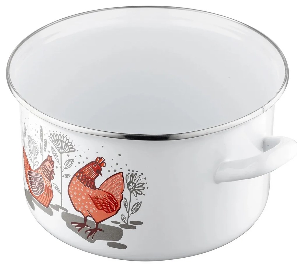 Emalia Pleszew Garnek emaliowany z pokrywką Rubinka, 22 cm, 4,7 l, śred. 22 cm