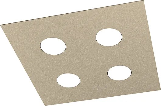 Lampa sufitowa kwadratowa Toplight Area 4-punktowa z oprawką GX53, struktura w kolorze piaskowym, nowoczesny design 40x40x3 cm